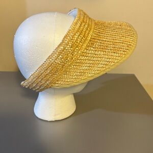 Visor straw wide brim sun protection terry cloth lined headband.